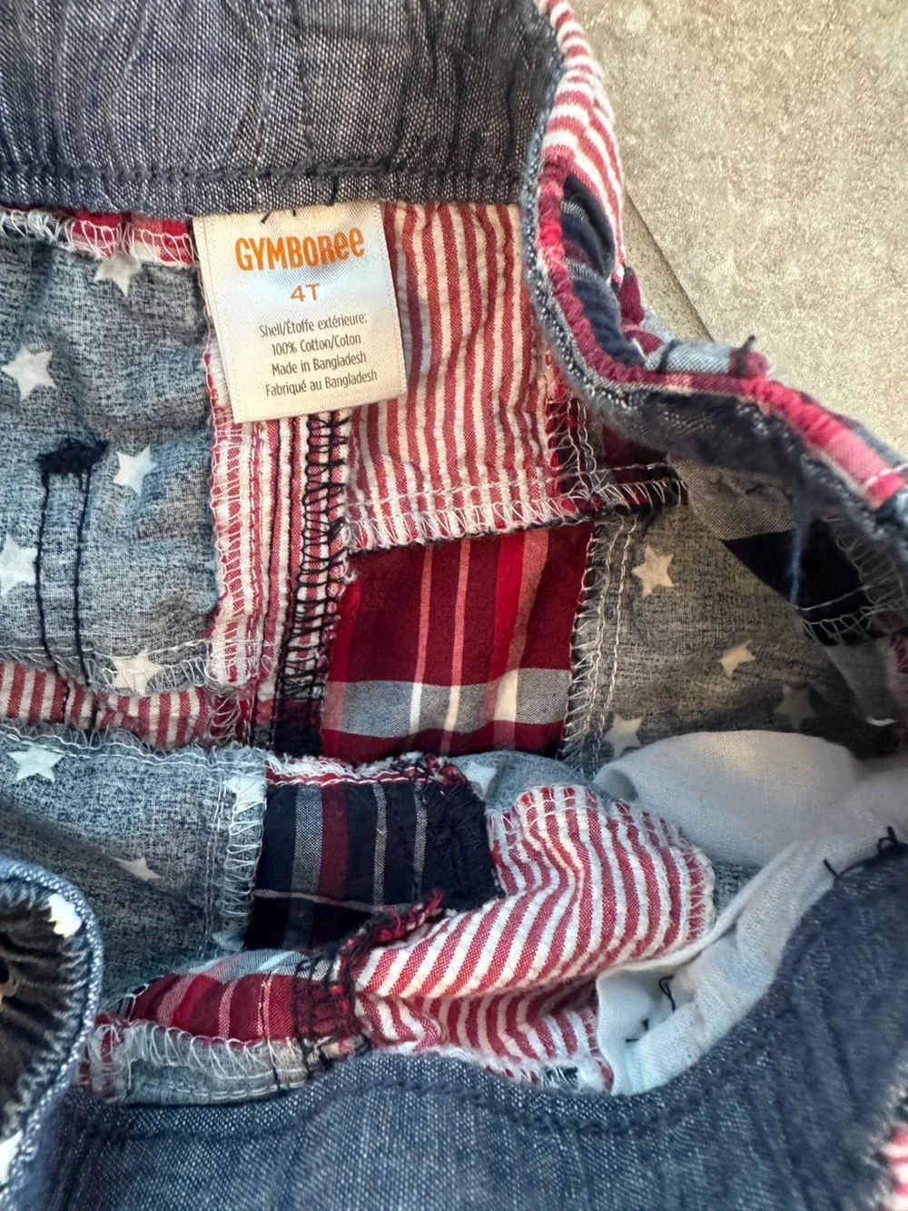 Gymboree Patchwork Star & Plaid Kids Shorts - Red, Blue, White
